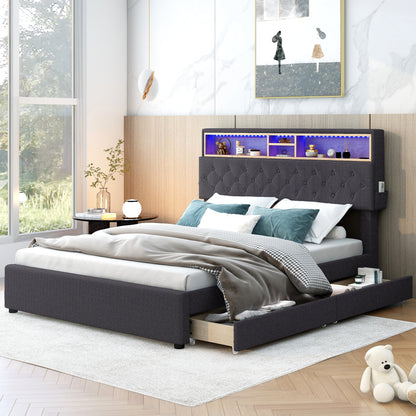 Nectar Full Size Upholstered Platform Bed - Dark Gray