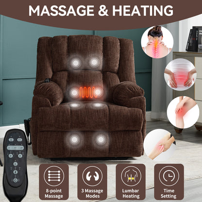 Nia Dual Motor Power Recliners Heat Massage - Brown