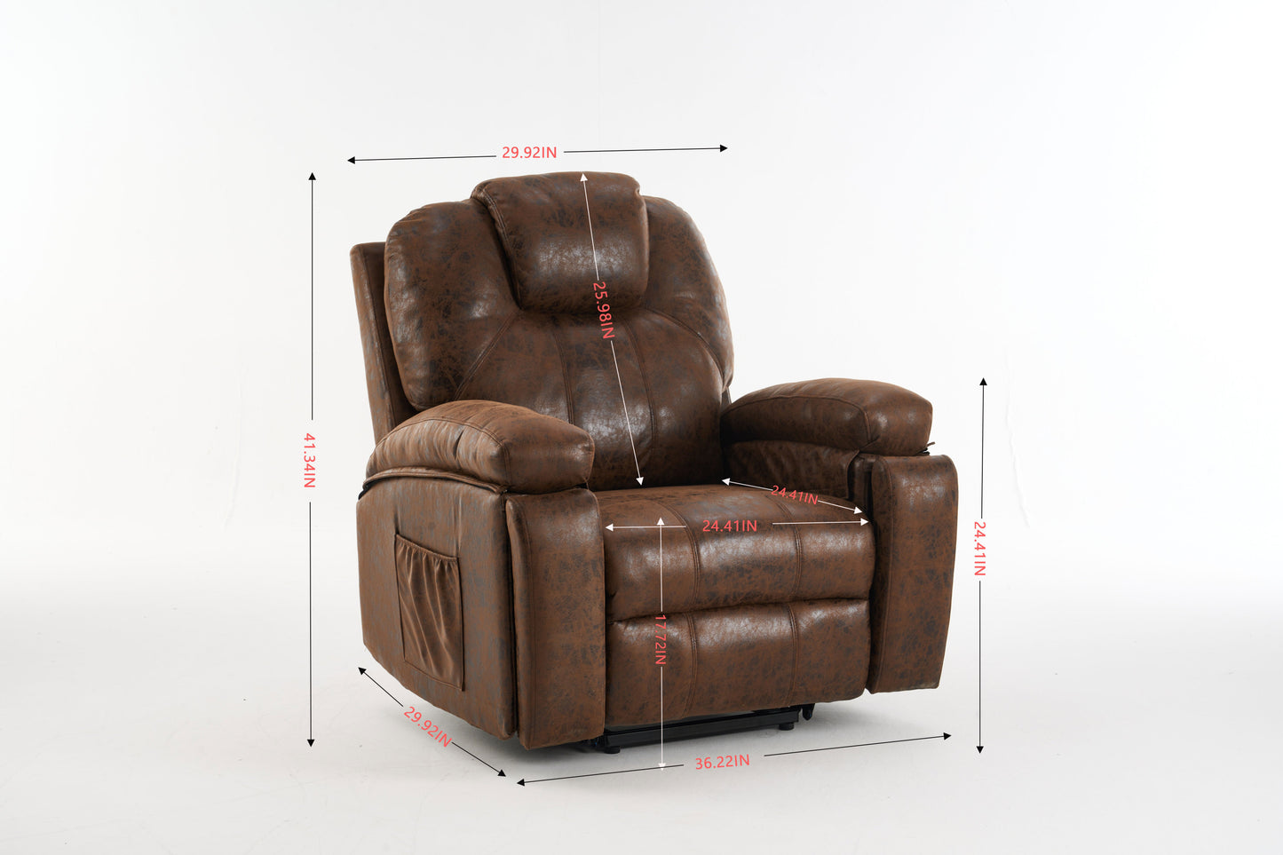 Rocha Power Lift Recliner Chair with Massage - Brown