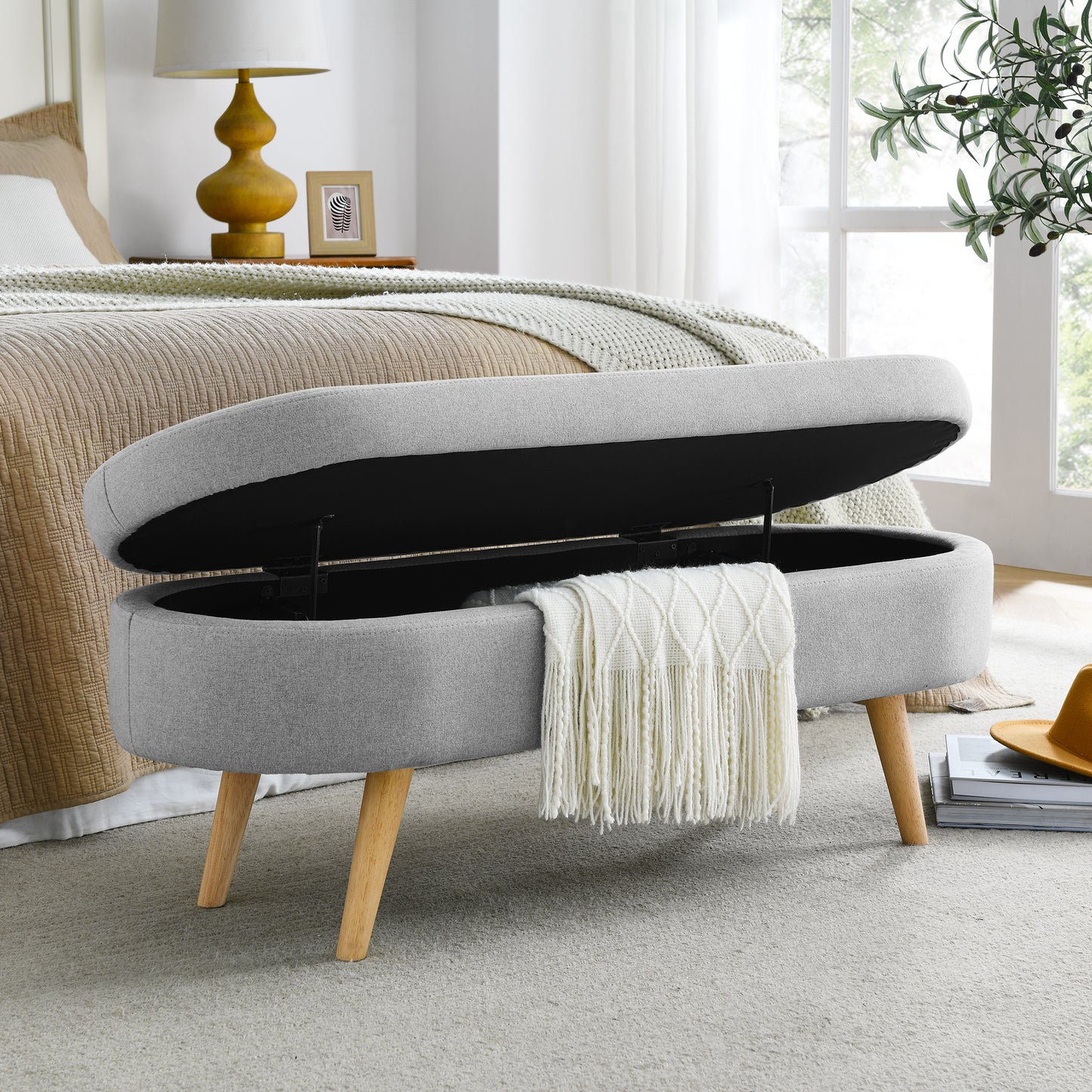 Amari Ottoman Storage Benches - Gray