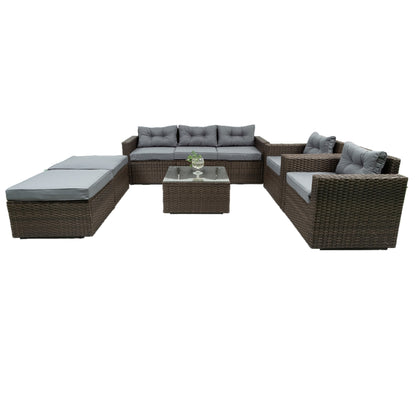 Burnette  6 Pc Outdoor Patio Rattan Sectional Sofa Set