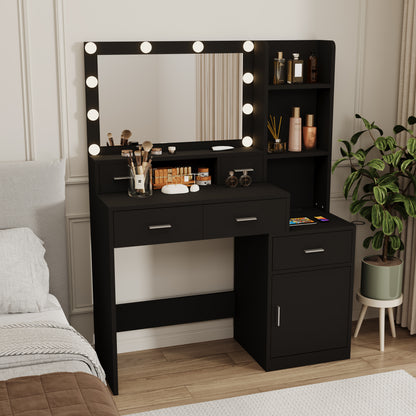 Kira Vanities Table With Mirror - Black