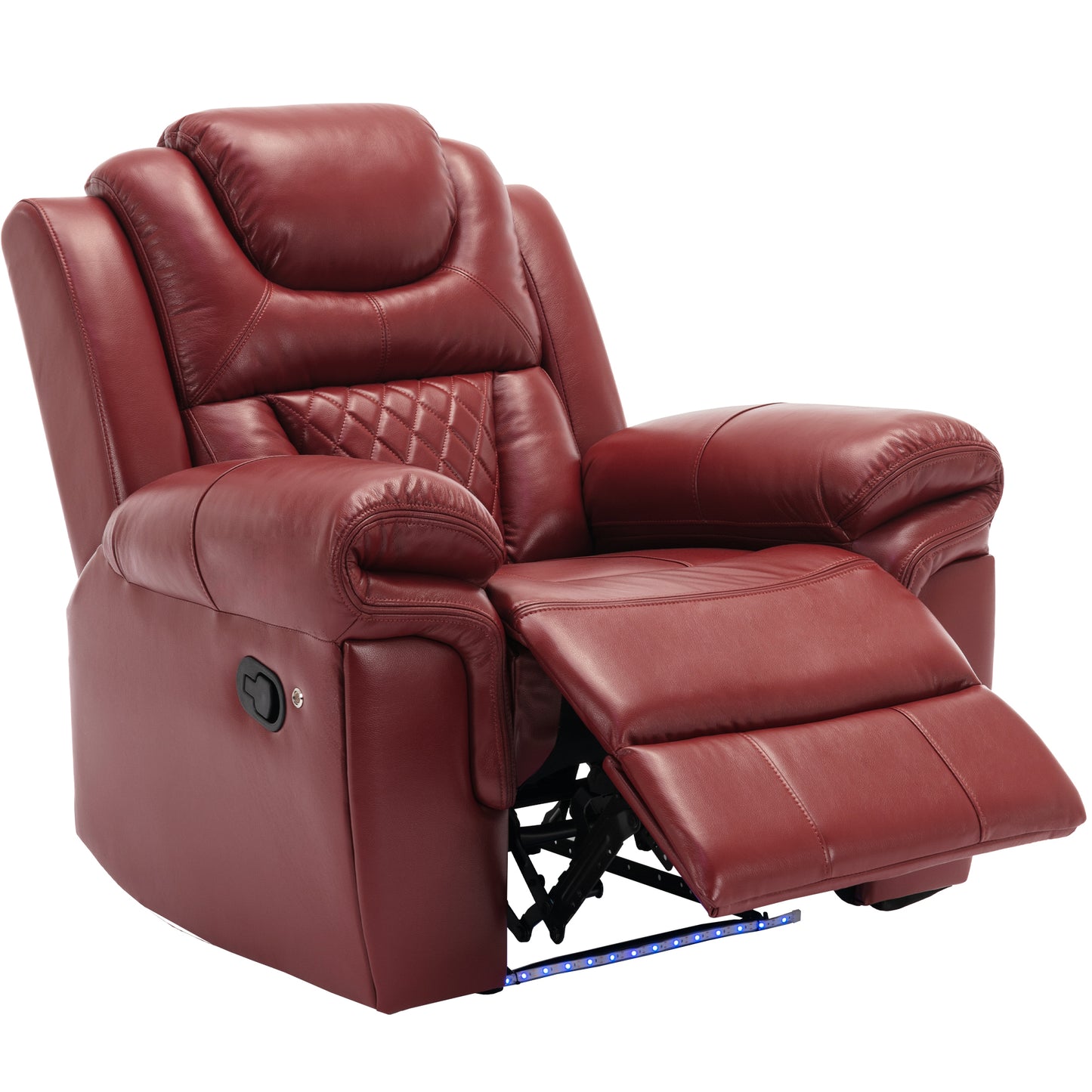 Milo Manual Recliner Chair with LED Light Strip - Red