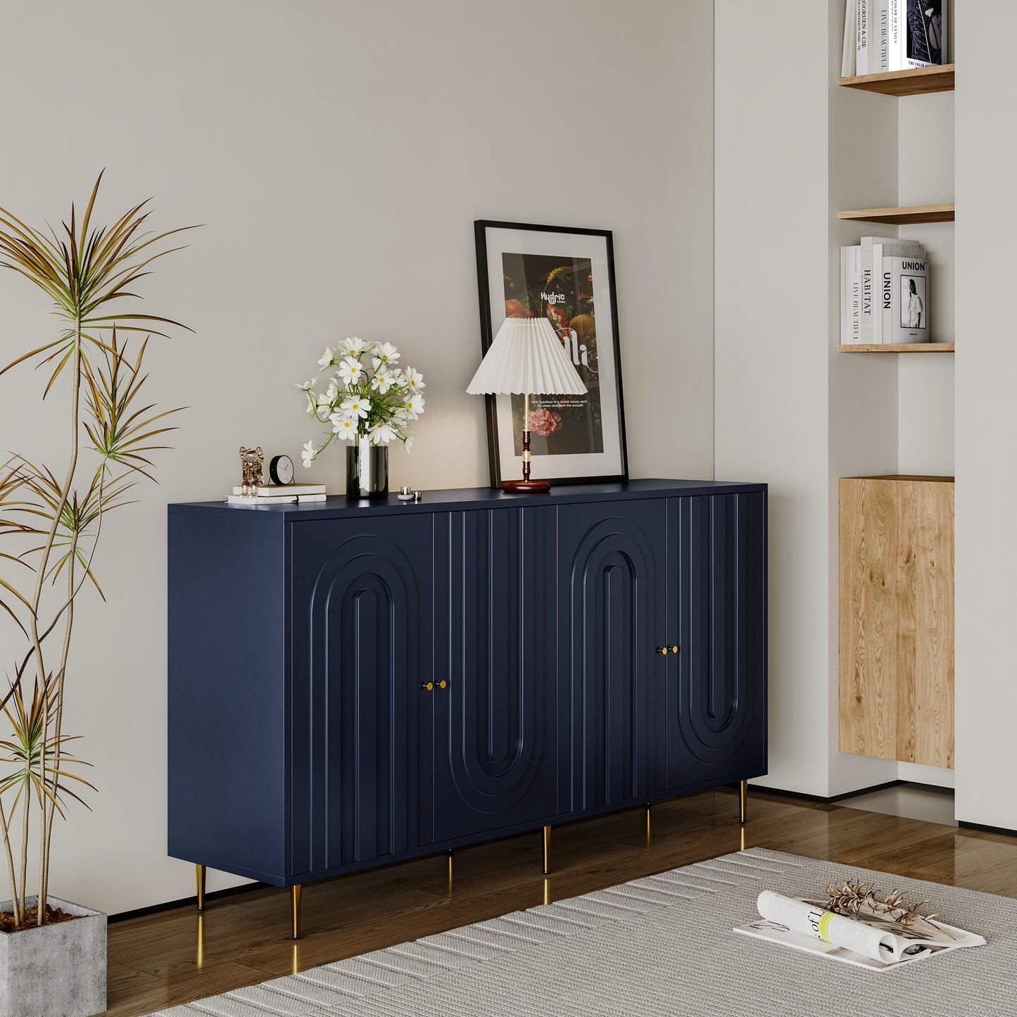 Jana Wooden Cabinet Sideboard - Blue