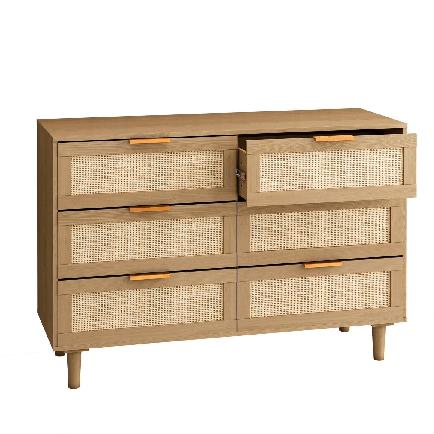 Osteen 6 Drawers Rattan Dresser - Oak