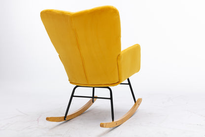 Noble Velvet Tufted Upholstered Rocking Chair - Yellow