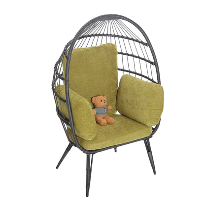 Mora Egg Wicker Outdoor Indoor Basket Chair - Olive Green