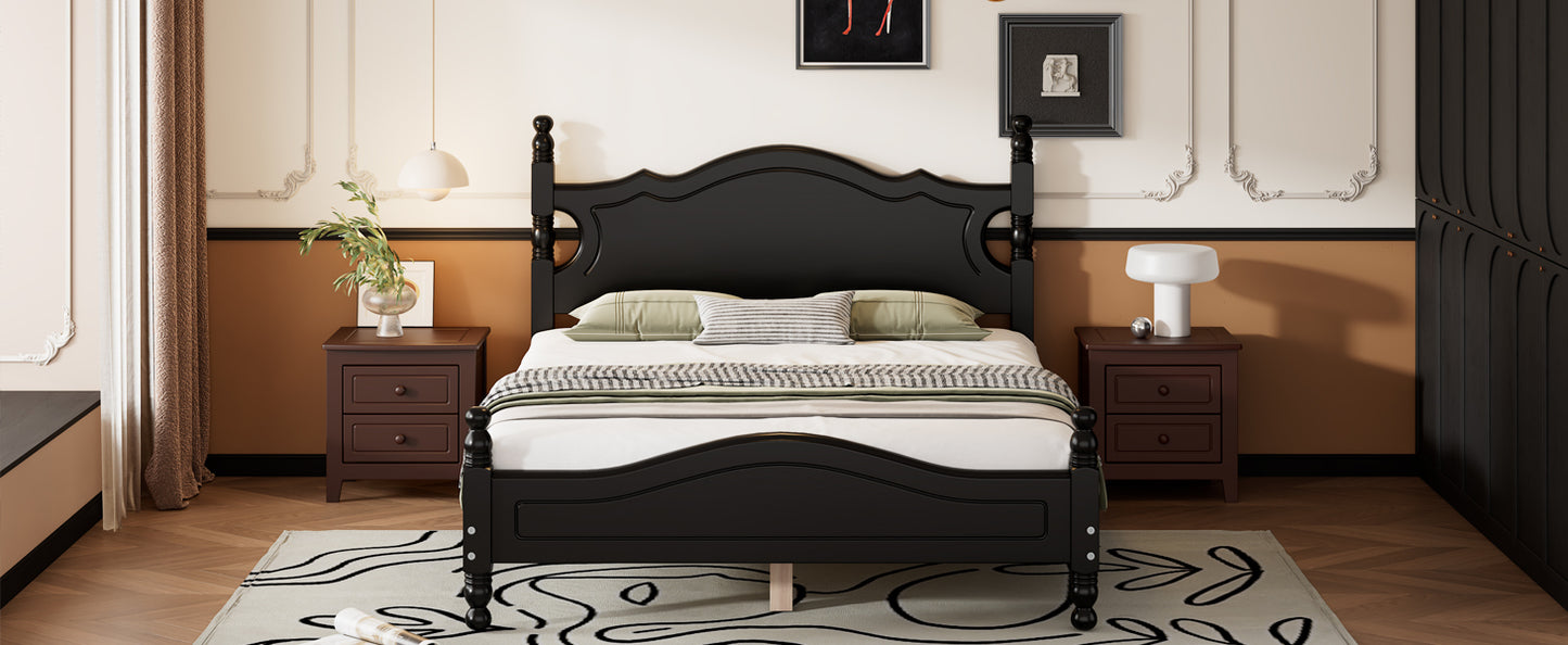 Quarto II Full Size Wood Platform Bed Frame - Black