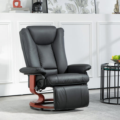 Evan Manual Swivel Recliner Chair with Footrest - Black