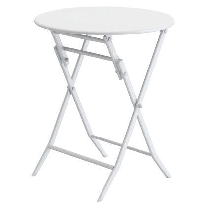 Davina 3 Pc Patio Bistro Set of Foldable Round Table and Chairs - White