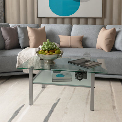 Kaya Glass Top Coffee Table - Grey