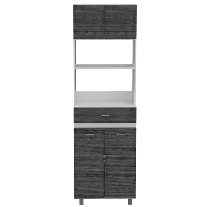 Pembrooke 2-Shelf 1-Drawer Microwave Pantry Cabine - Gray