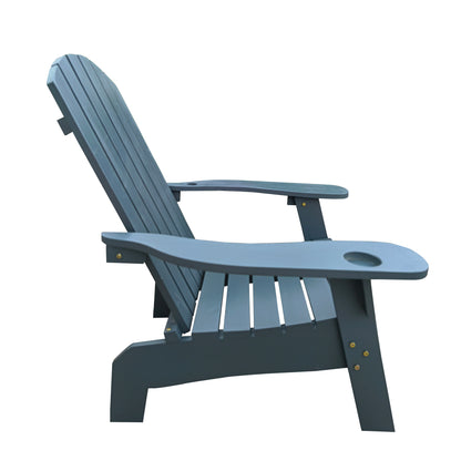 Surno Outdoor Wood Adirondack Chair with Umbrellaan hole - Gray