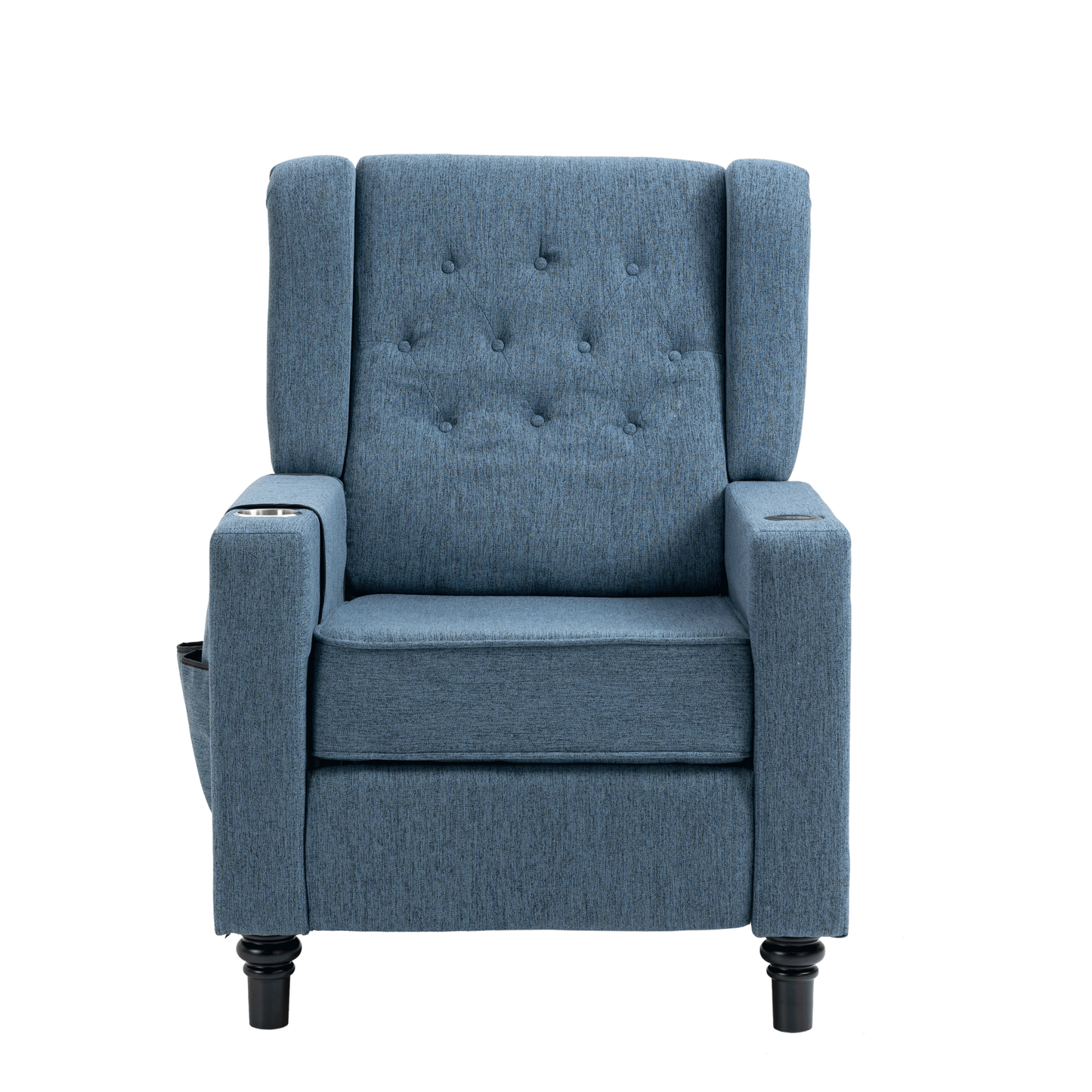 Cole Arm Pushing Fabric Recliner  - Navy Blue