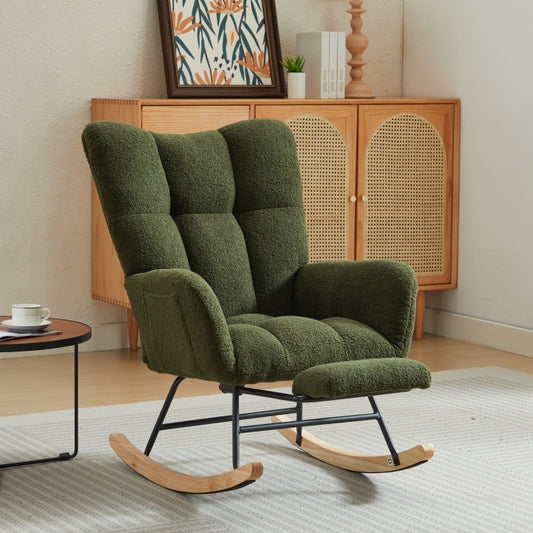 Hari II Modern Nursery Rocking Chair - Dark Green