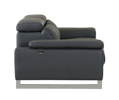 Travis Top Grain Italian Leather Loveseat - Dark Gray