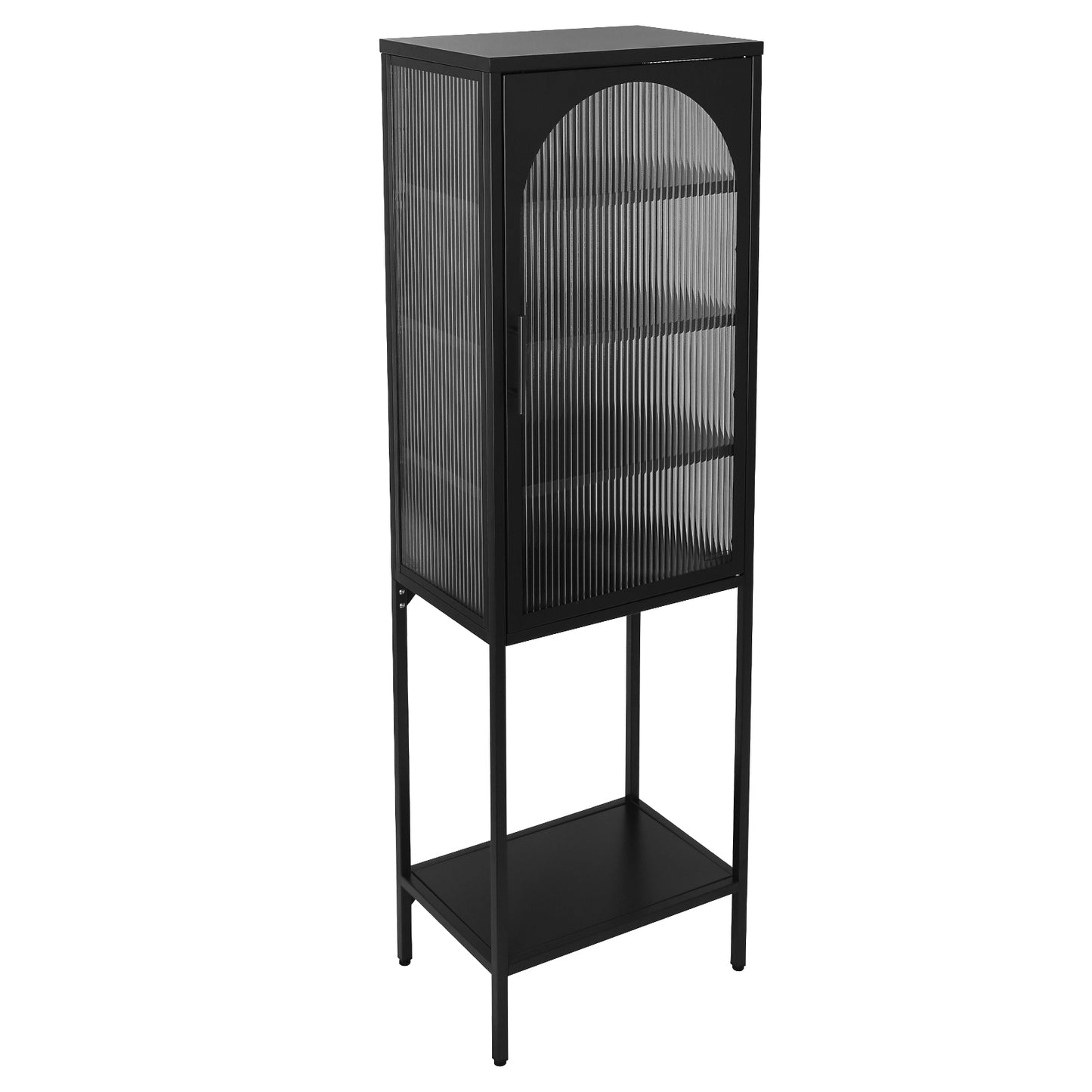 Tempered Glass High Cabinet - Black