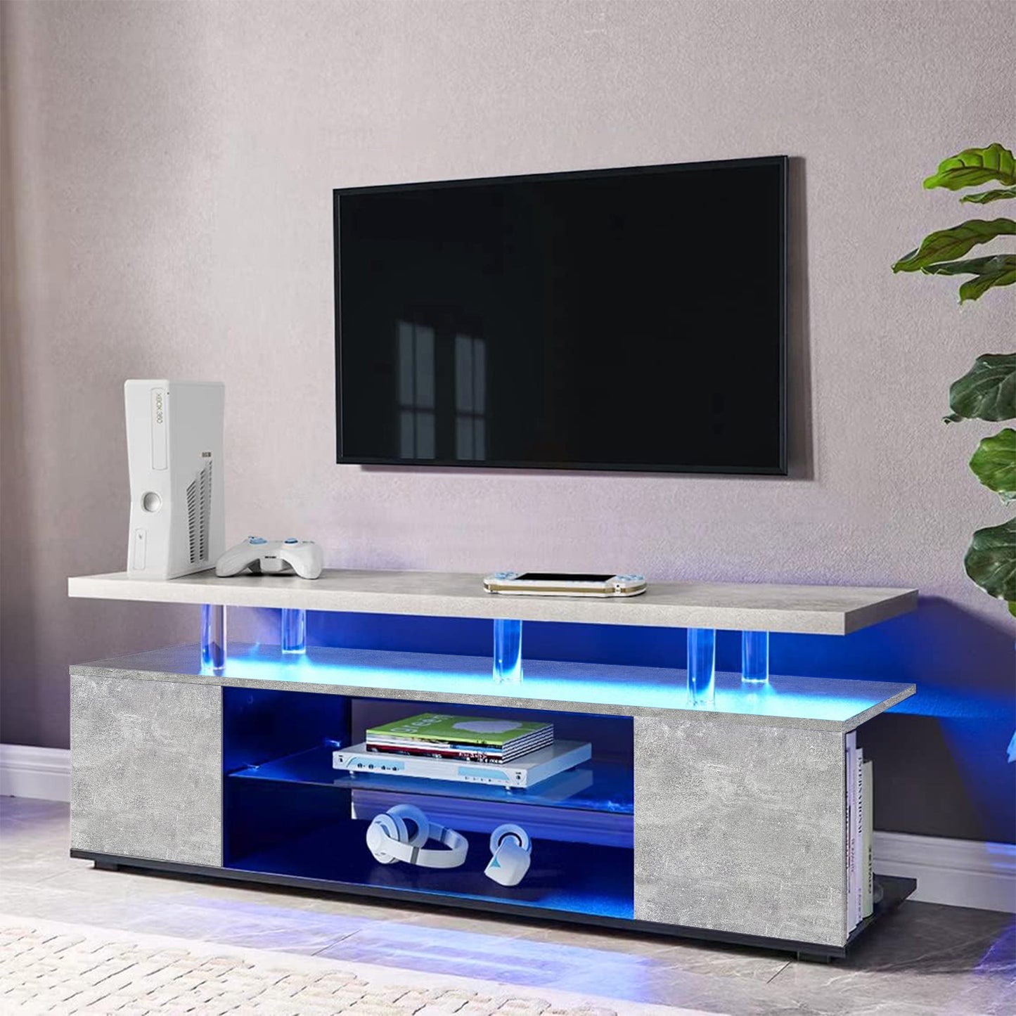 Pulse TV Stand Entertainment Center for 65 Inch TV - Grey