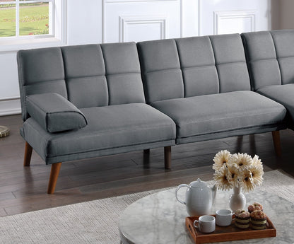 Jovan 2pc Sectional Sofa Set  Solid wood Legs Tufted Couch - Blue Grey