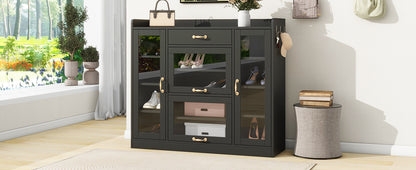 Karo Side Cabinet with 4 Glass Doors - Black