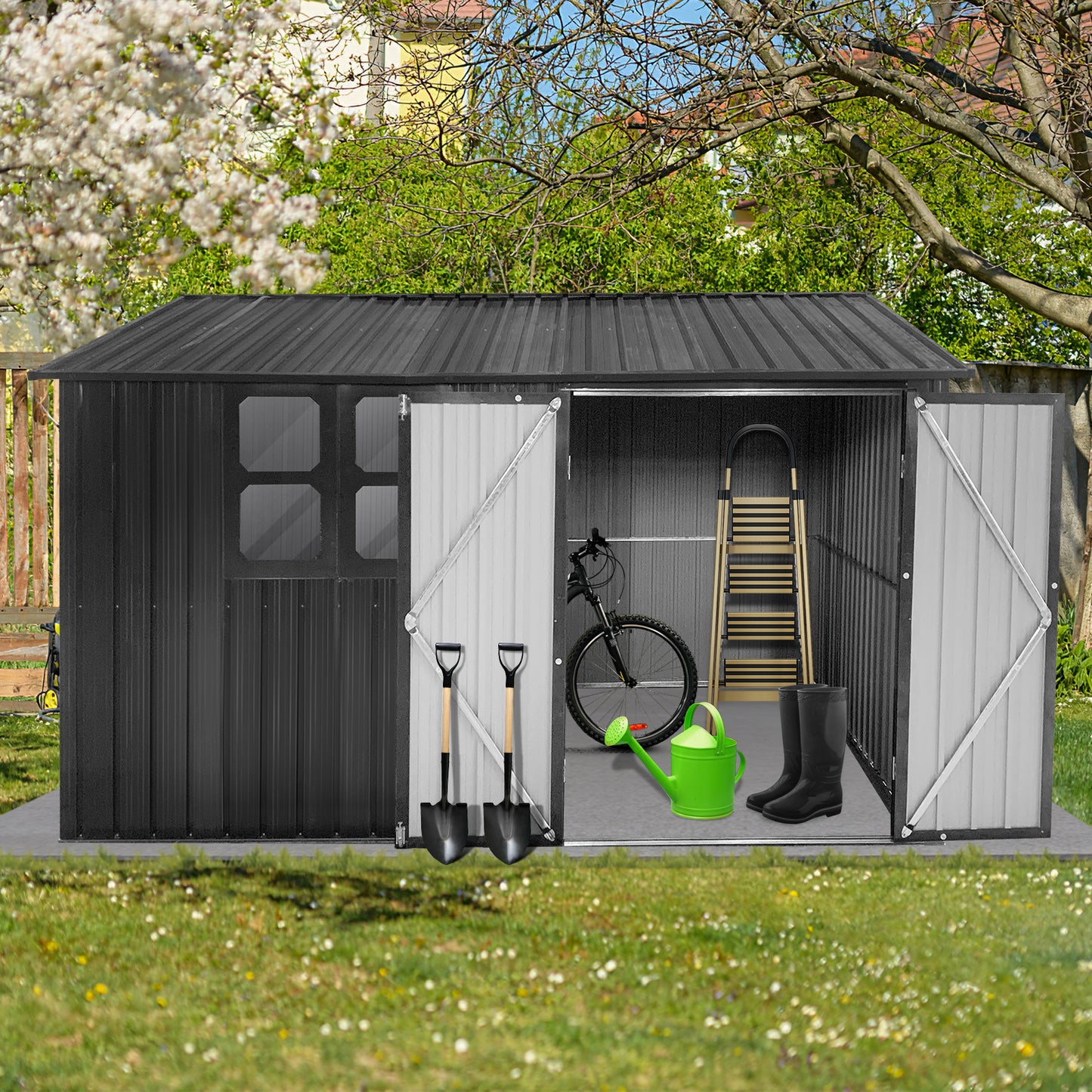 Austin 10 X 8 ft Metal Garden Sheds Outdoor Storage with Window