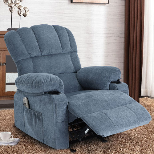 Ramos Recliner Chair Massage Heating sofa with USB - Blue