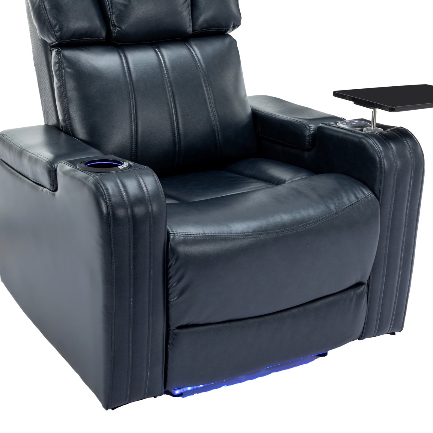 Xavier PU Leather Power Recliner - Blue