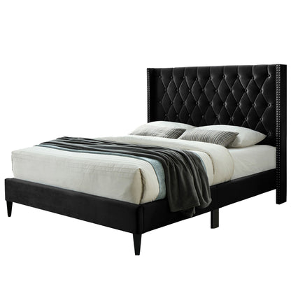 Go Green Woods Amelia Velvet Tufted Full Platform Bed