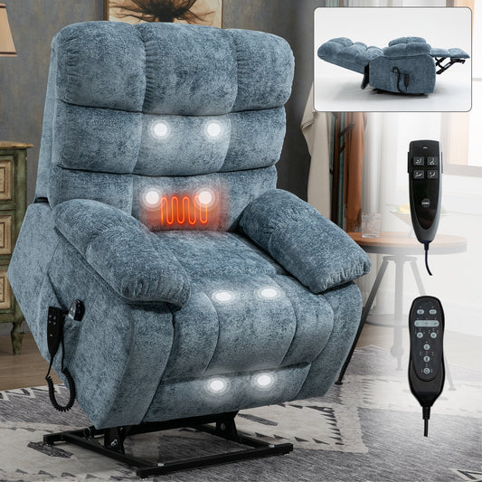 Livia Lift Recliner Chair Heat Massage Dual Motor - Blue