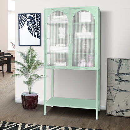 Arched II Glass Doors Floor Cabinet - Mint Green