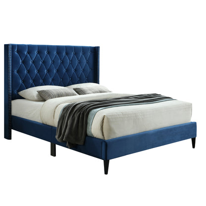 Go Green Woods Amelia Velvet Tufted Full Platform Bed