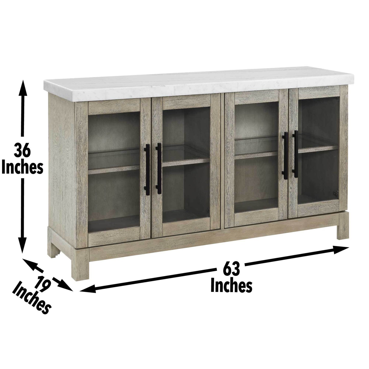 Csrena Lighted White Marble Sideboard