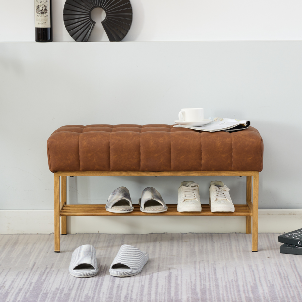 Lof Storage Shoe Bench - Brown