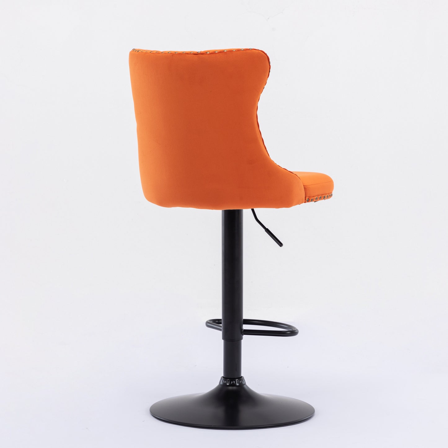 Rise 180 Velvet Barstools Adjusatble Seat Height - Orange Set of 2