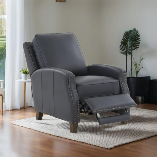 Jack Faux Leather Push Back Recliner - Blue