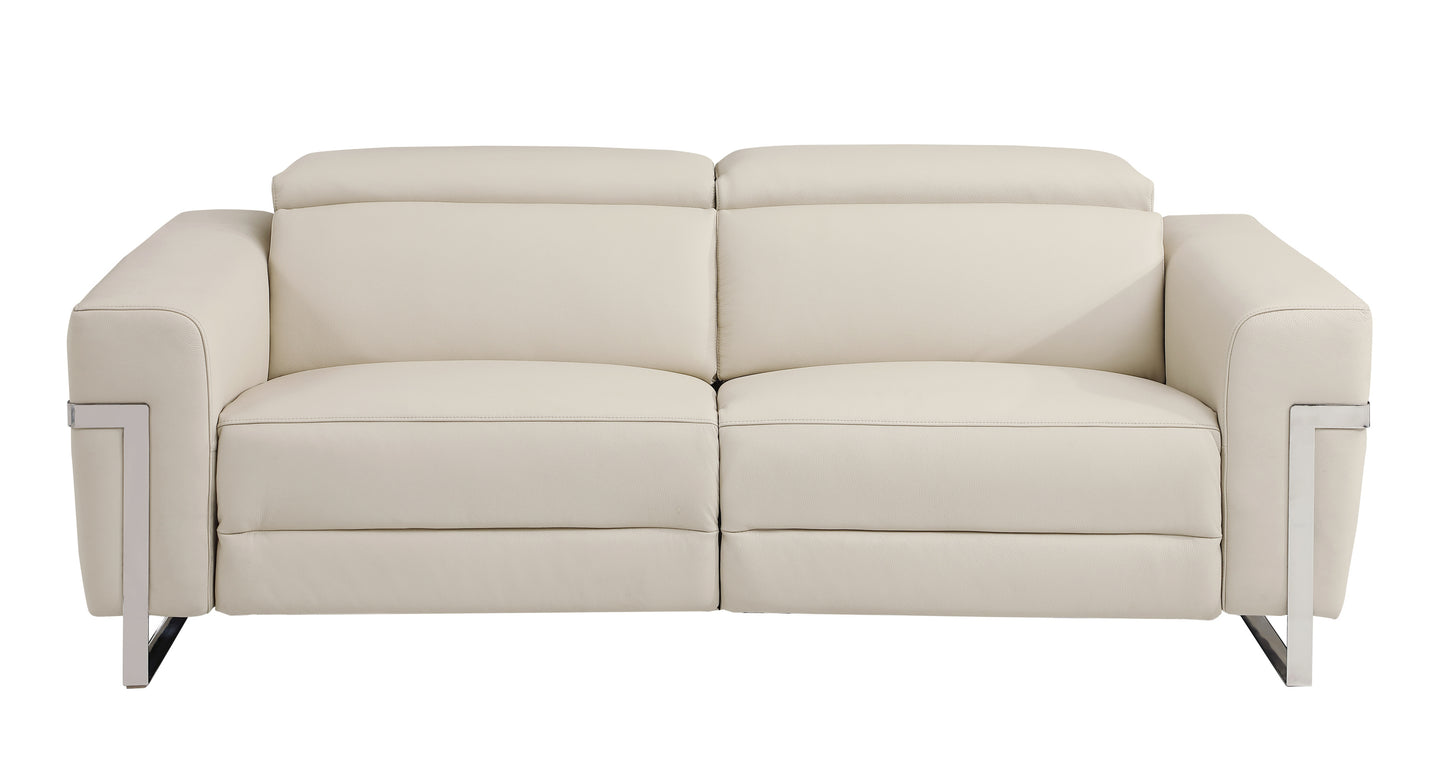 Regal Top Grain Italian Leather Sofa with Power Recliner - Beige