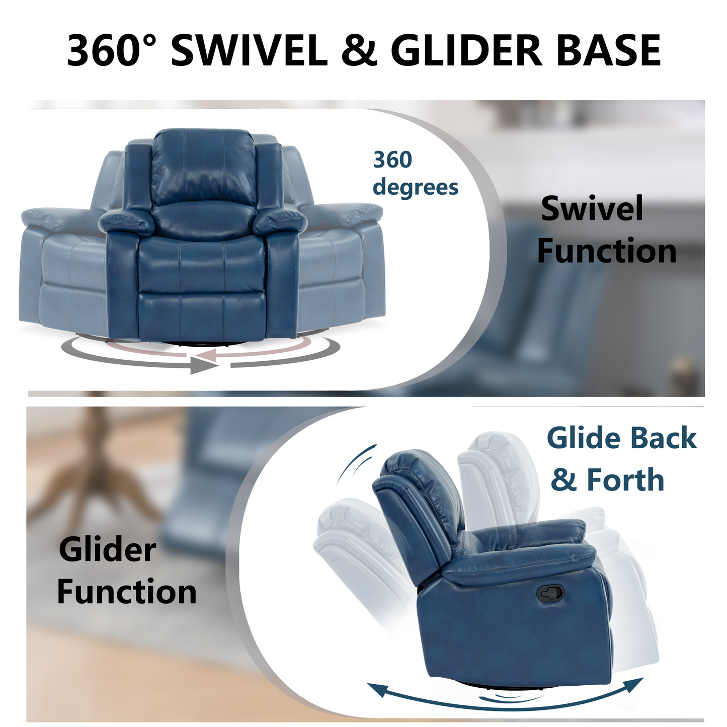 Lawson Swivel and Glider Recliner Chair - Navy Blue