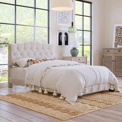 Domoni Full Size Platform Bed Frame - Beige