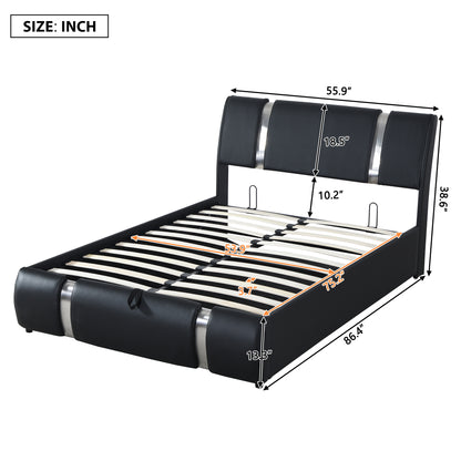 Quillon Full Size Storage Platform Bed w Hydraulic System - Black