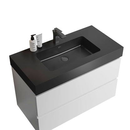 Alice 36" Bathroom Vanity with SinK Wall Mounted Floating -  White+Black