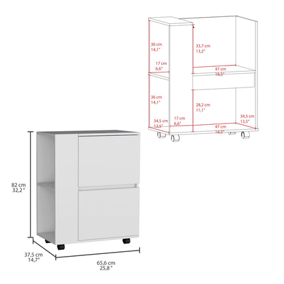 Glasgow Bar Cart Pull-Down Door Cabinet- White