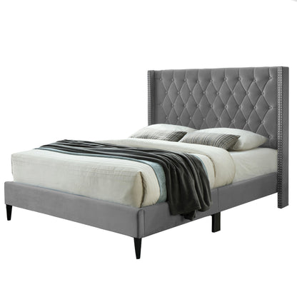 Go Green Woods Amelia Velvet Tufted Full Platform Bed