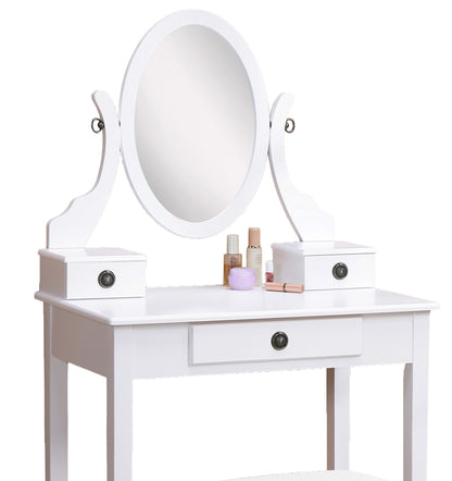 Moniya Makeup Vanity Table and Stool Set - White