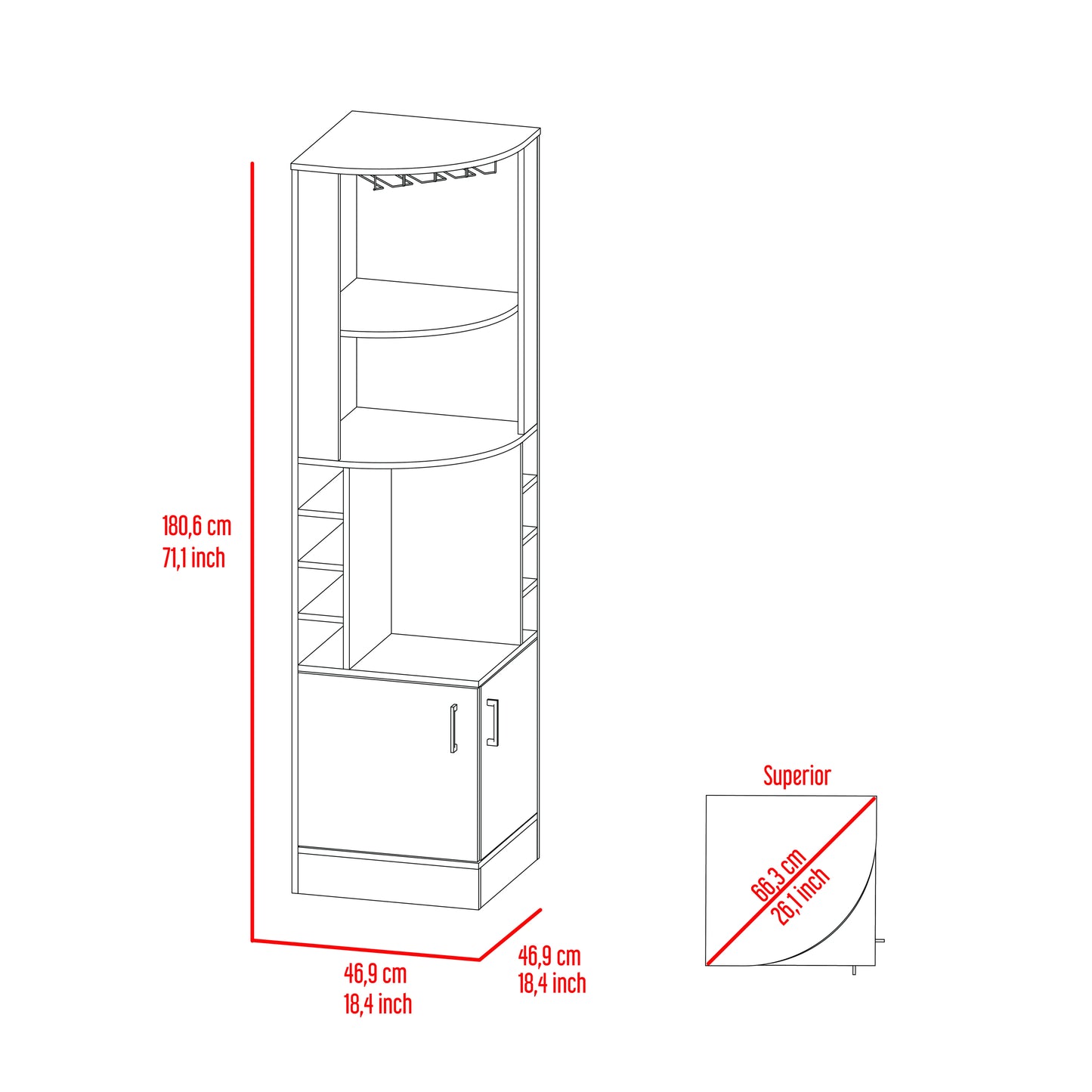 Isabelle 8-Bottle 2-Shelf Bar Cabinet - Smokey Oak