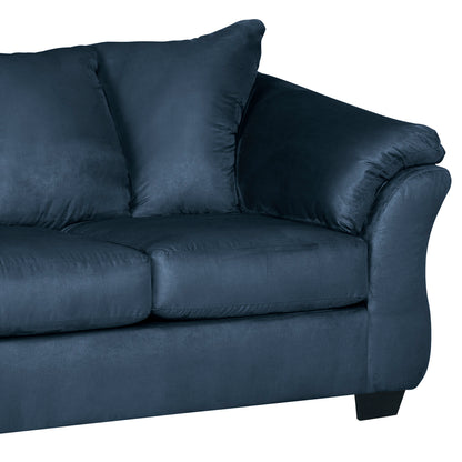 Aruca Microfiber Pillow Back Loveseat - Navy Blue