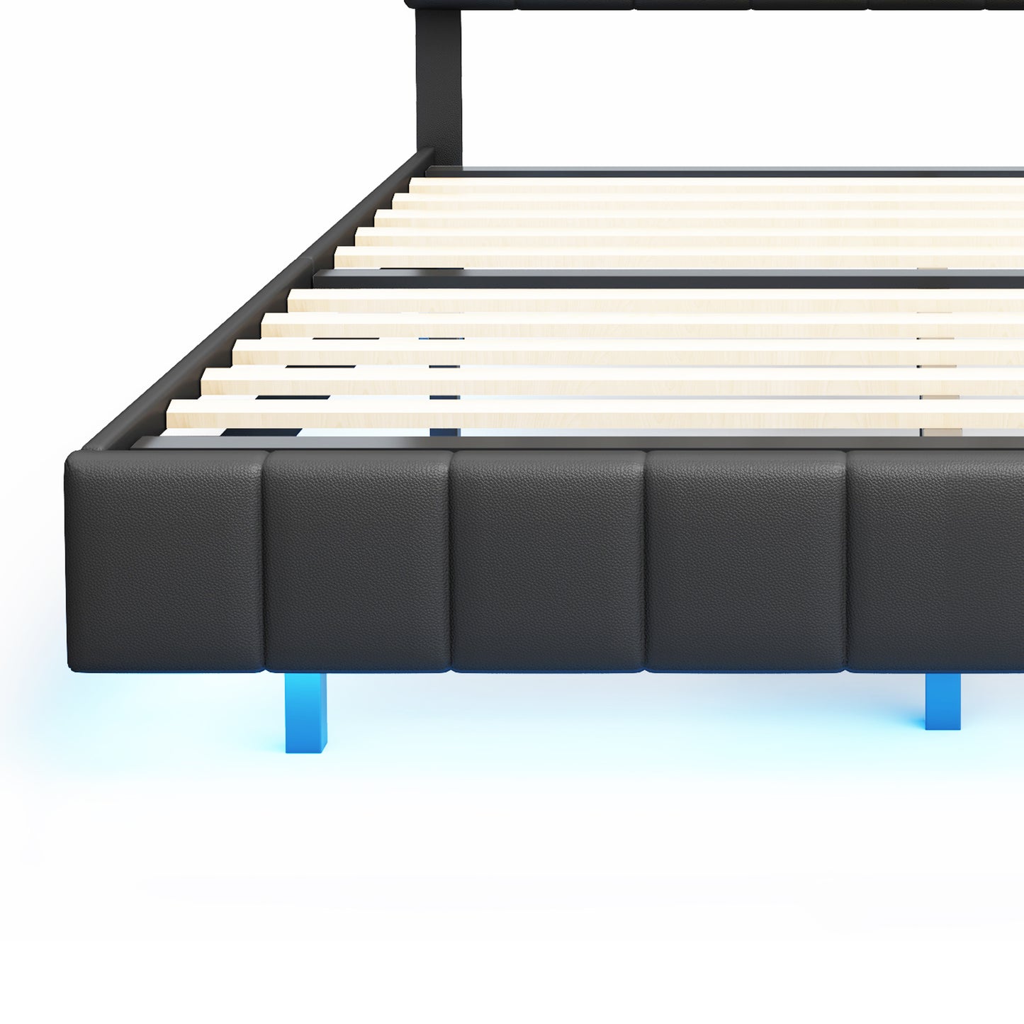 Marc Queen Size Floating Bed Frame with LED - Black