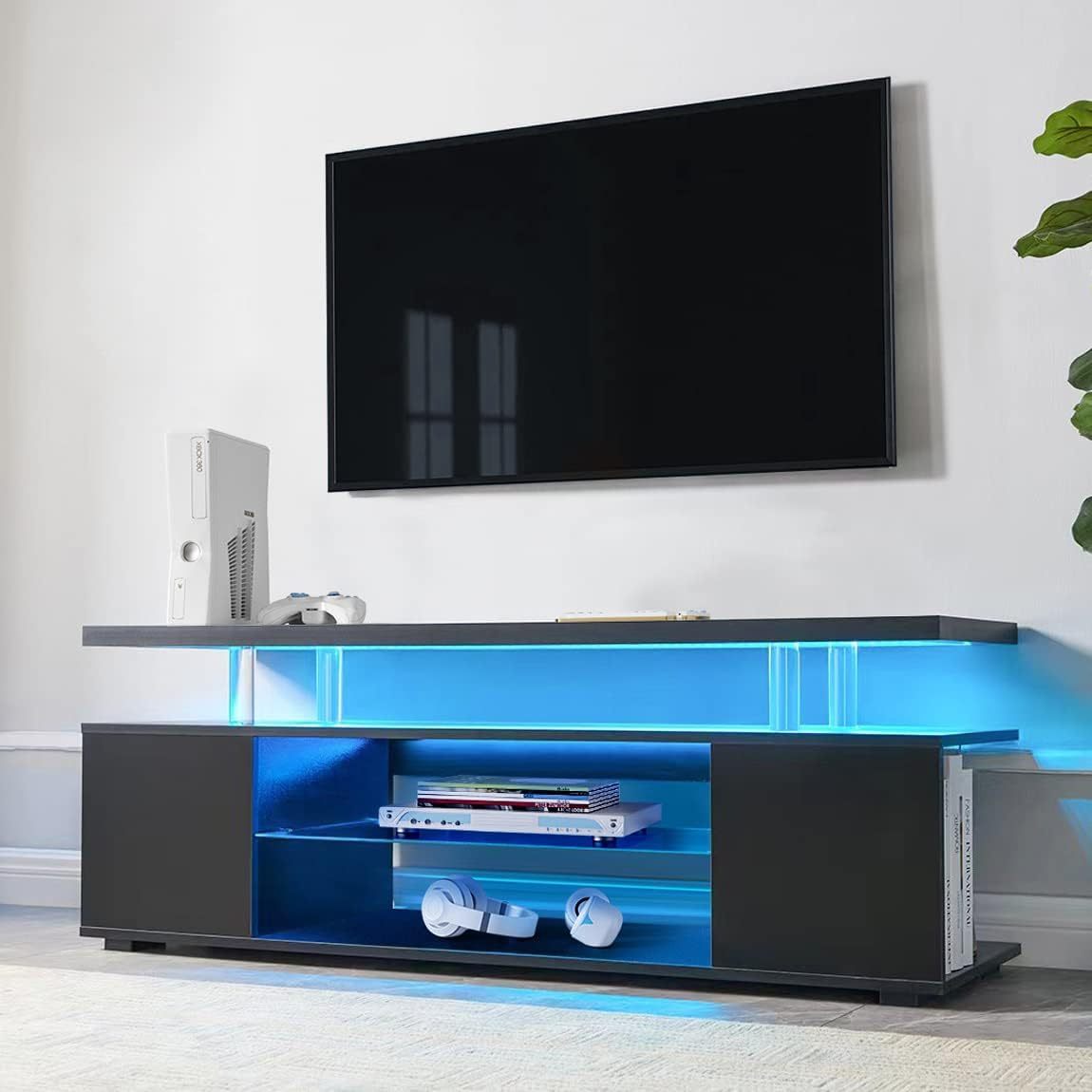 Pulse TV Stand Entertainment Center for 65 Inch TV - Black