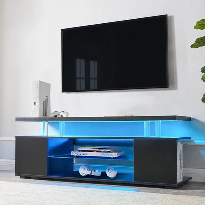 Pulse TV Stand Entertainment Center for 65 Inch TV - Black