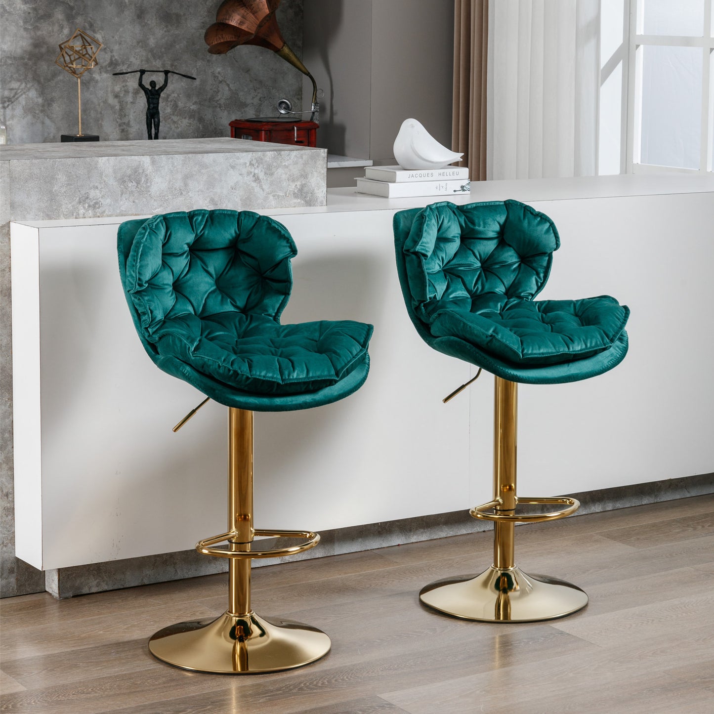 Float Swivel Bar Stools - Green Set of 2