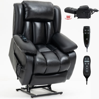 Brooklyn Dual Motor Power Lift Recliner Chair with Massage and Heating - Black